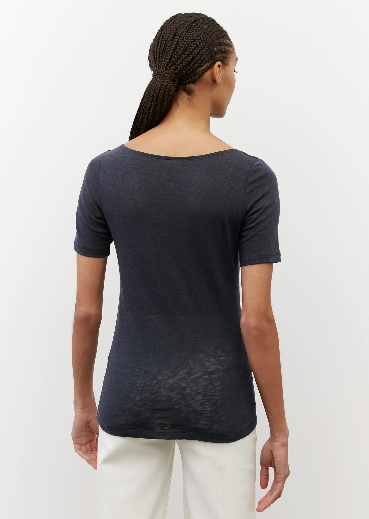 Slub-Jersey-T-Shirt Loose mit U-Boot-Ausschnitt - Marc O'Polo