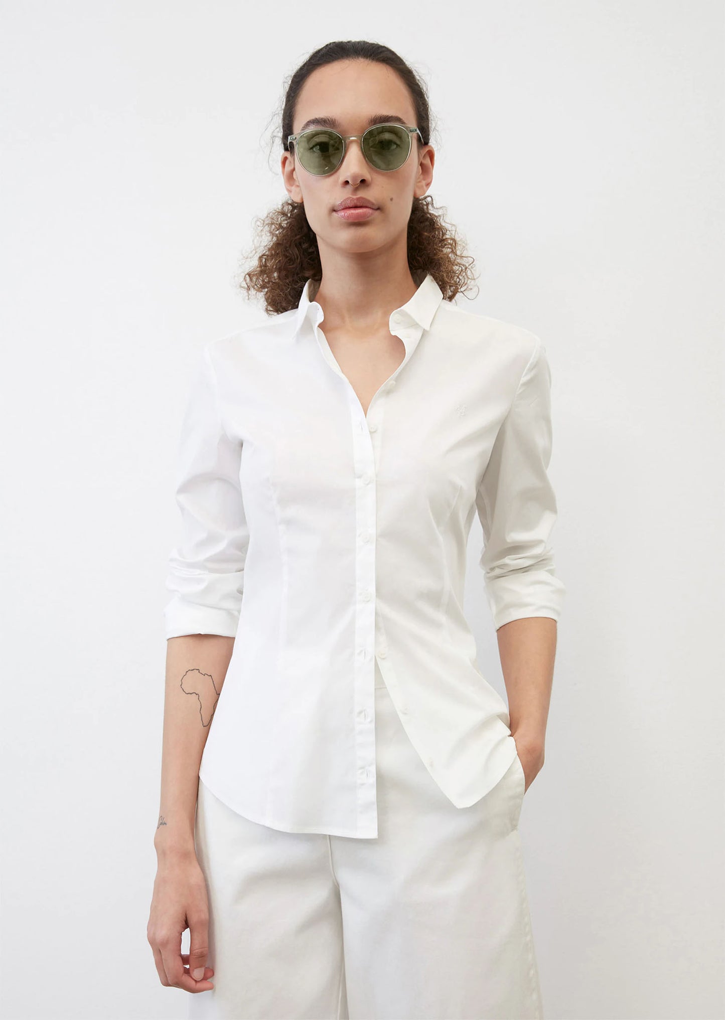 Langarm-Bluse in Stretch-Popeline-Qualität - Marc O'Polo